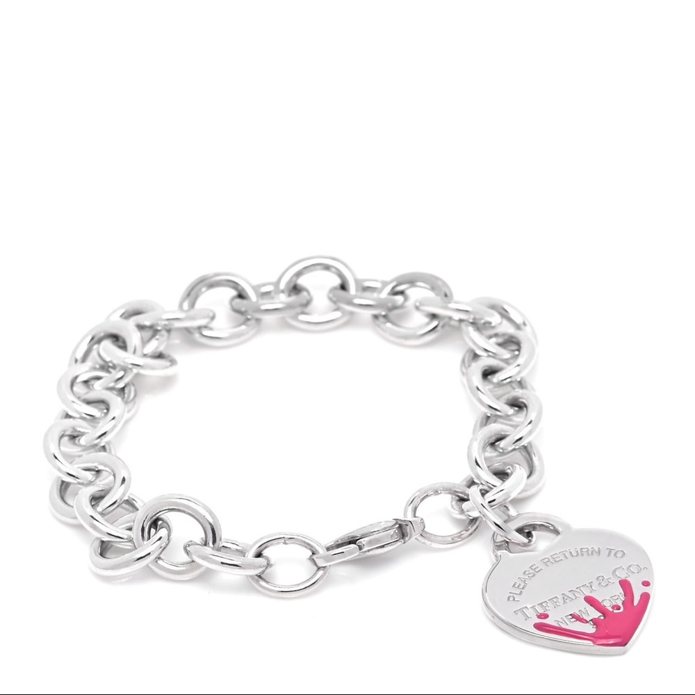 Tiffany Medium Heart Tag Pink Splash Bracelet